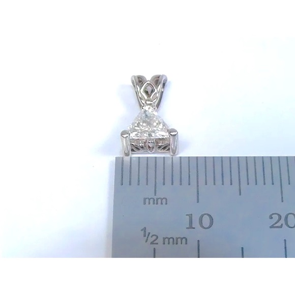 Large white Diamond Trillion 0.55ct Clean Bright 14k White Gold pendent - Picture 6 of 7